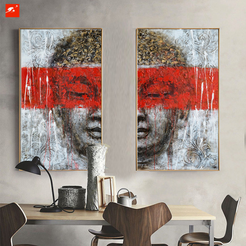 Gentle Buddha Wall Art Handmade Oil Painting Set