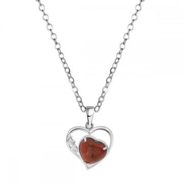 Red Goldstone Love Heart Birthstone Pendant Gemstone Necklaces for Women