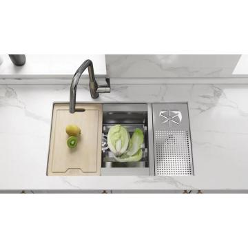 Modern Singl Bowl Kitchen Sinks with Glass Rinser