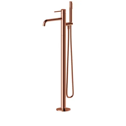 Brushed Gold Standalone Bathroom Tub Faucet With Sprayer