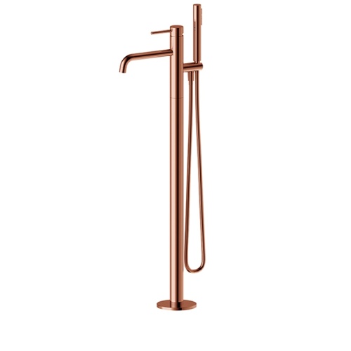 Brushed Gold Standalone Bathroom Tub Faucet With Sprayer