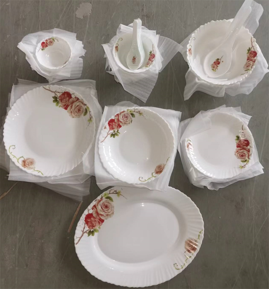 41PCS Heat Resistant Print Opal Glass Dinner Sets