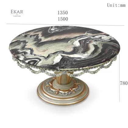 Classic Hand-Carved Royal Round Solid Wood Dining Table