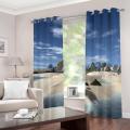 Custom Large Curtains 3D HD Sea View Rock Beach Landscape Background Wall Painting Window Drapes For Living room Bedroom