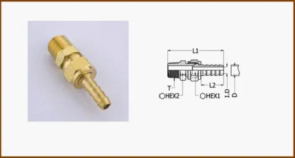 Hydraulic Male Hexagon Equal Yellow Brass Barb Fitting / Swivel Adapter