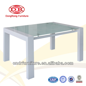 glass top white dining table