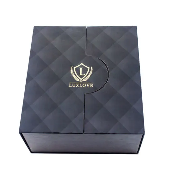 Luxury Black Double Foldable Wine Packaging Paper Box