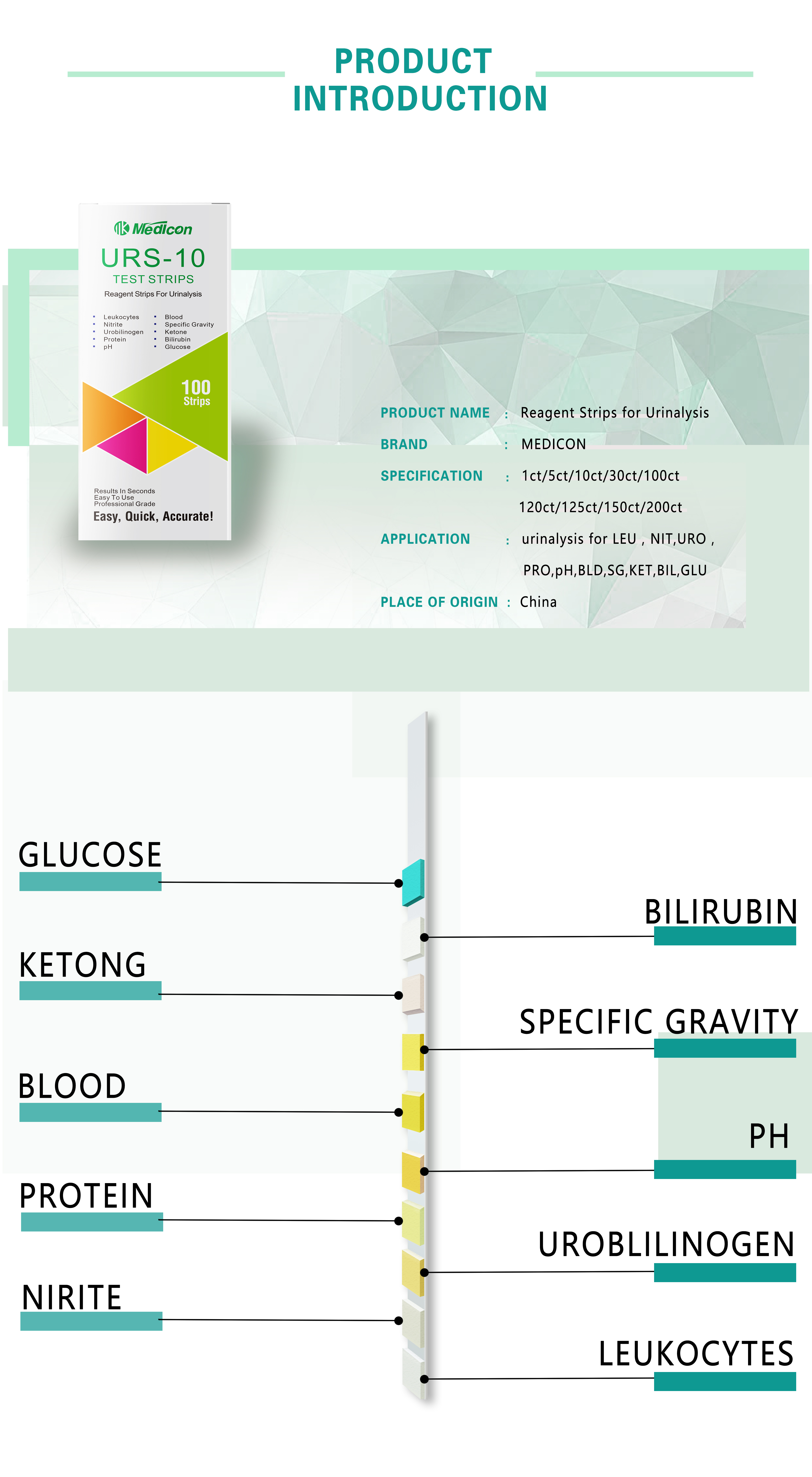 Urine Test Strips 10 Parameter