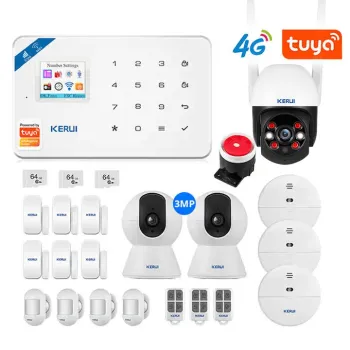 2024 Advanced Home Security: W184 4G WiFi GSM Alarm System with Alexa, Tuya Smart Camera, and Wireless Door Sensor Kit