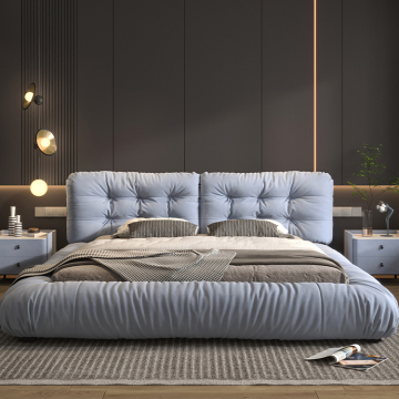 Moyi luxe fluwelen gestoffeerde slaapkamermeubelset: kingsize Noordse frame dubbele tatami bed