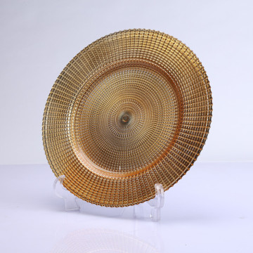 13inch Golden Round Glass Charger Plate