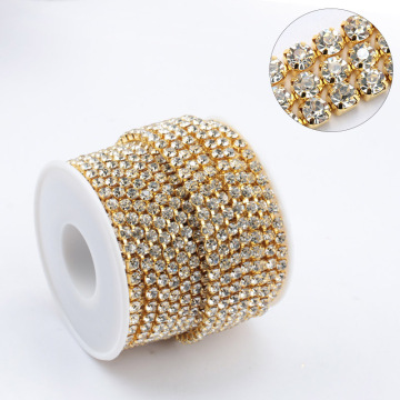 Wholesale 2mm Glass Crystal Diamond Claw Trimming Necklace & Earrings with Gold Rhinestone Cup Chain Roll