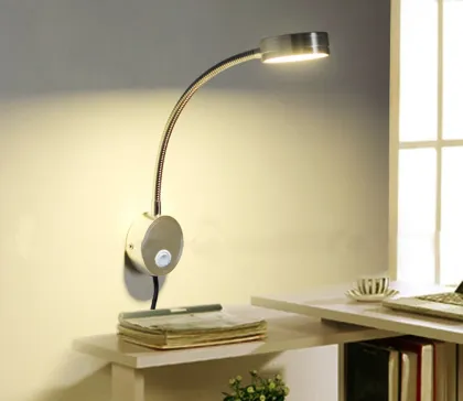 Flexible LED Wall Lamp with Gooseneck and Plug-in Cord