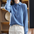 Simple Solid Color Sweatshirt with Half Button Lapel