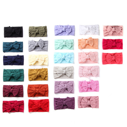 Baby Nylon Headband Elastic Jacquard Wide Edge Bow Headband