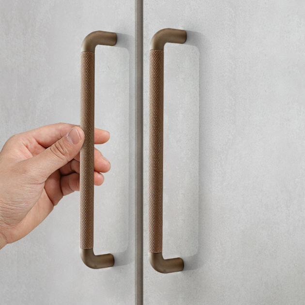 brushed aluminum door handles