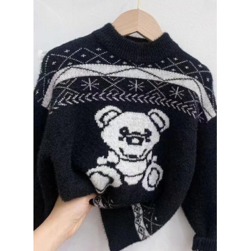 Sweater de desenho animado de pescoço redondo de algodão 100%