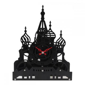 Horloge de bureau à engrenage carré rouge