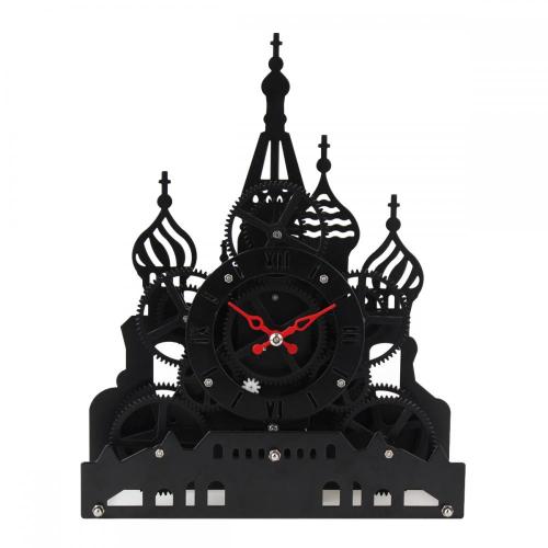 Red Square Gear Clock on Table