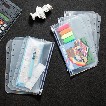 Transparent 6-Hole Binder Pockets - Zipper Folders for A6 6-Ring Binders