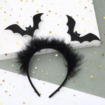 Decoração de cabelo preto de Halloween para mulheres crianças