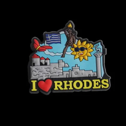 OEM COLORFUL I LOVER RHODES PVC MAGNET