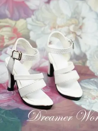 1/3Girl Shoes White/Black High-heeled Sandals for SD BJD