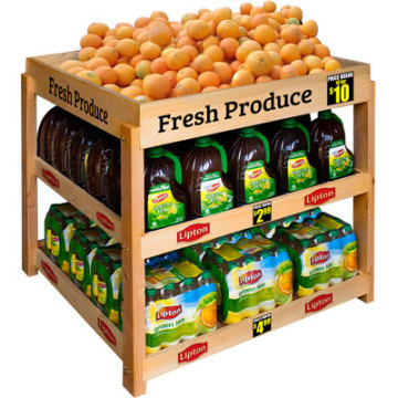 Wooden Display Shelving For Supermarket / Wooden Display Stand