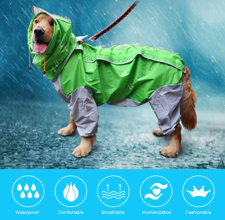 10 Size Waterproof 4 Legs Pets Raincoat