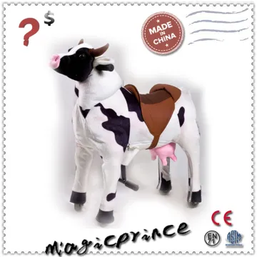 Funny toy!!!ride plush and stuffed cow toy animal, toys cow plush animal, toys with 4 wheels