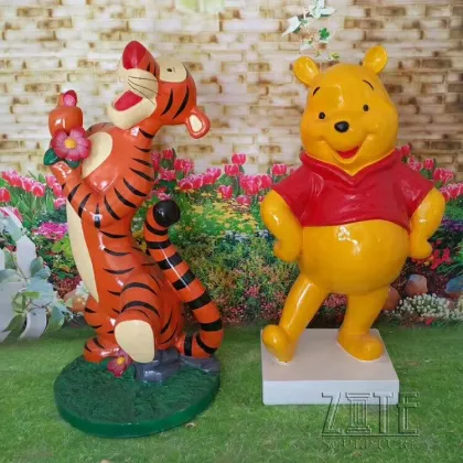 Popular Design Outdoor Decorative Cartoon Fiberglass Sculpture Jumping Tigger Statue