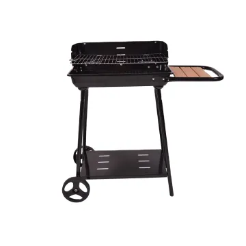 Camping Portable Charcoal Barbecue Grill Trolley Adjustable Cookng Height Charcoal BBQ Grill