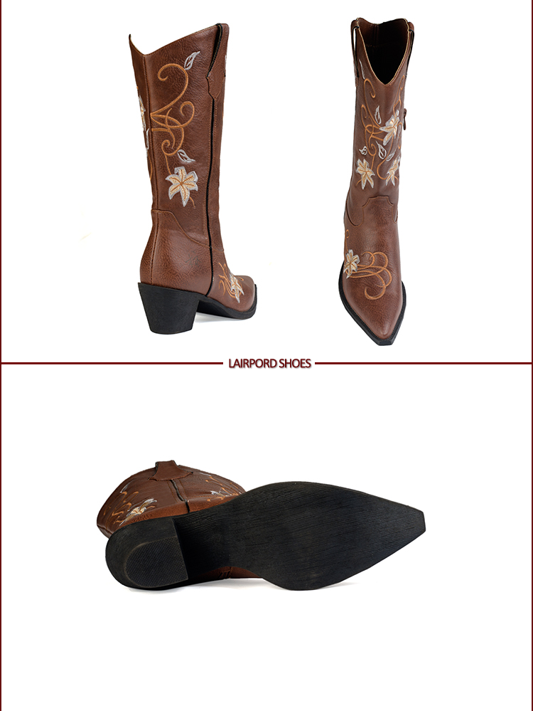 black chunky heel short half leather boots