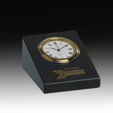 Crystal paperweight with clock