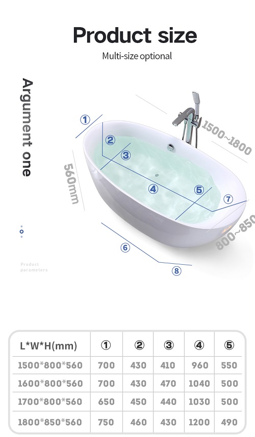 Acrylic Solid Surface free standin easy to clean portable bathtub for adults