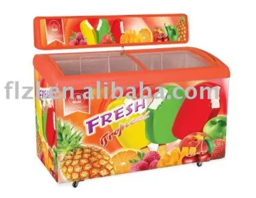 curved glass door freezer flat glass