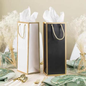Gold Foil Wine Bags with Rope Handles