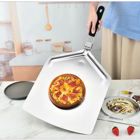 professional kitchen supply Pizza Paddle folding plastic handle pizza peel foldable pizza turning peel stainless steel