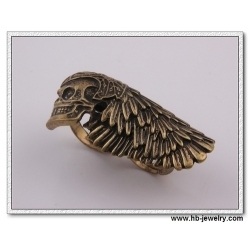 Antique Color Skull Wings Double Finger Rings