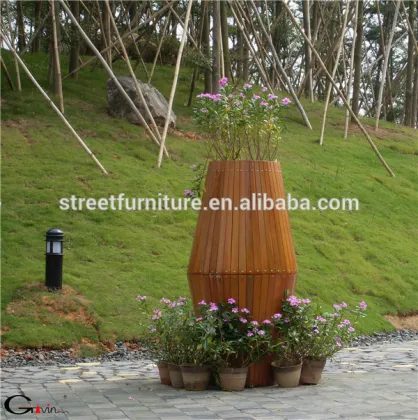 Flower box wood planter boxes and pot stand
