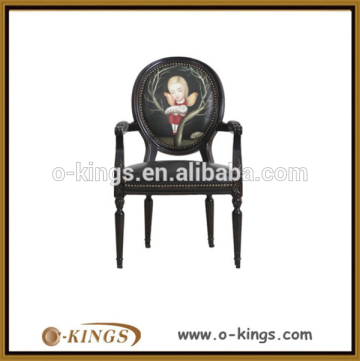 Black classical wooden dining chair round back