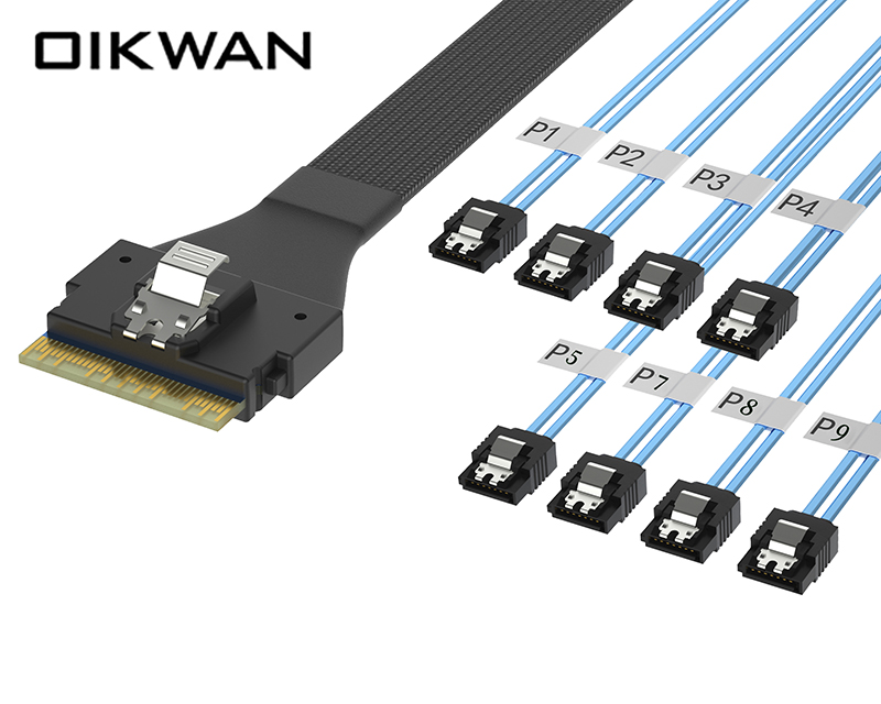 SlimSAS SFF-8654 8i TO 8SATA Cable SAS to SATA Slimsas Cable