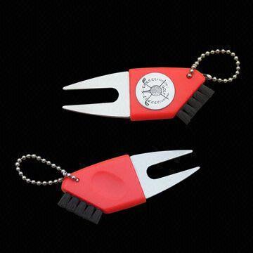 Golf Divot Tools with Brush and Ball Chain