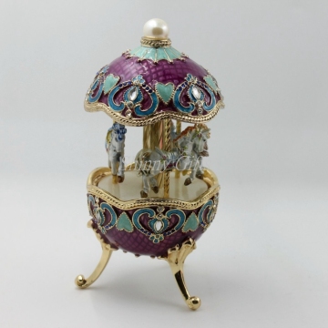 Wedding Gifts Egg Metal Carousel Music Box Ballerina Music Box