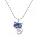 Sodalite Luck Fox Necklace for Women Men Healing Energy Crystal Amulet Animal Pendant Gemstone Jewelry Gifts