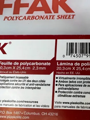 TUFFAK®15 POLYCARBONATE PC SHEET