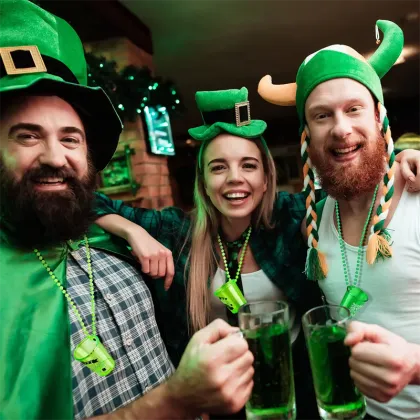 St. Patrick's Day Beaded Necklace with Shot Glass Charm