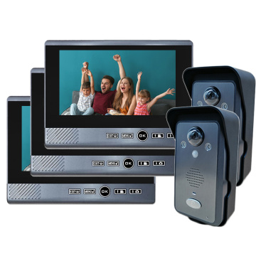 Sistema de intercomunicador de teléfono de video de pantalla táctil de 7 '' con 2 cámaras y 3 pantallas, 2.4GHz, visión nocturna
