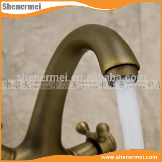 Website Selling Black Antique brass double handle basin tap