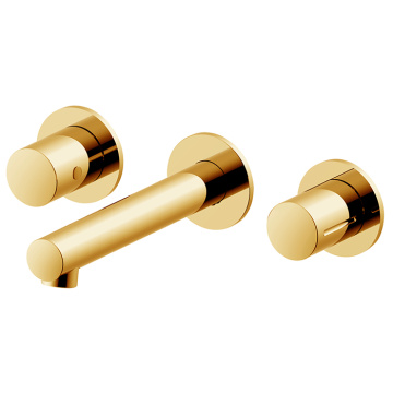 Two Handle Three Hole Wall Mounted Bathroom Faucet